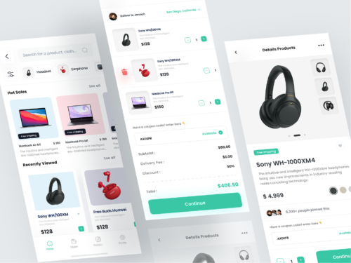 Pages of mobile app elevated representing Lambdaa Mobile application services